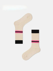 Colorful Socks | Contrast Color | Vintage Crew Socks | Striped Socks - KawaSocks