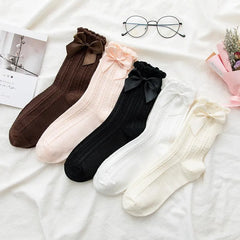 Cotton Lolita Socks | Ruffle Crew Socks with Lace | Cute Socks - KawaSocks