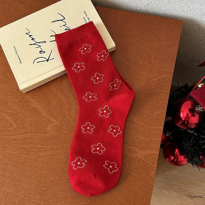 Cute Christmas Socks | Red Lolita Socks | Polka Dot Socks - KawaSocks