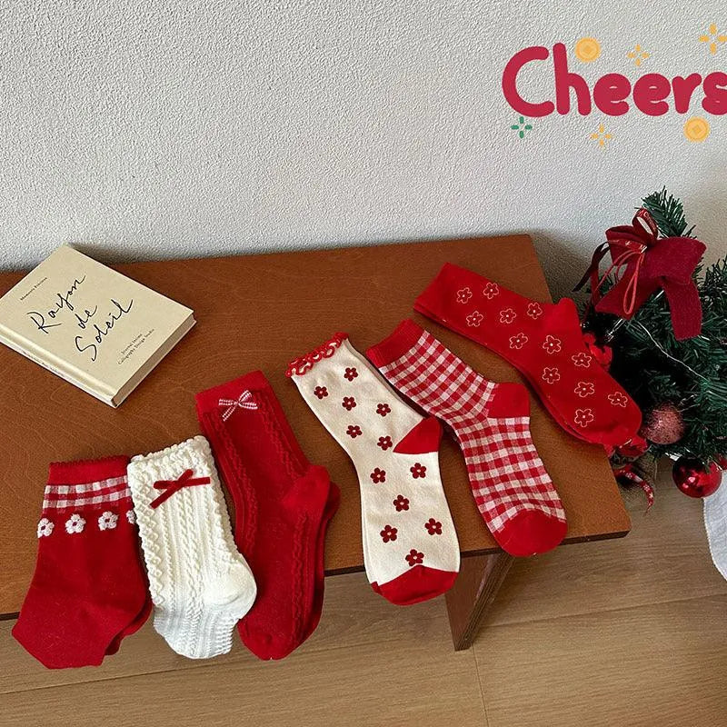 Cute Christmas Socks | Red Lolita Socks | Polka Dot Socks - KawaSocks