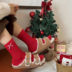 Cute Christmas Socks | Red Lolita Socks | Polka Dot Socks - KawaSocks