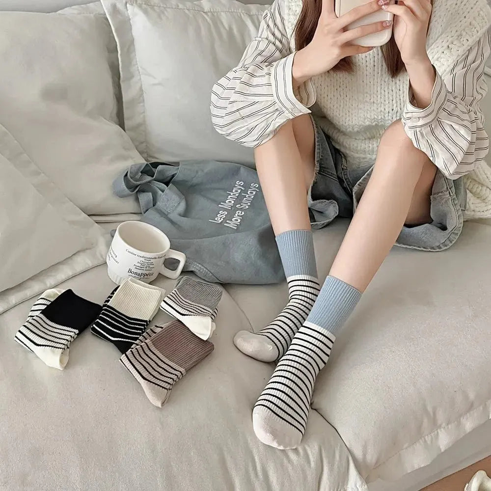 Cute Striped Socks | Different Color Socks | Contrast Color | Cute Outfits - KawaSocks