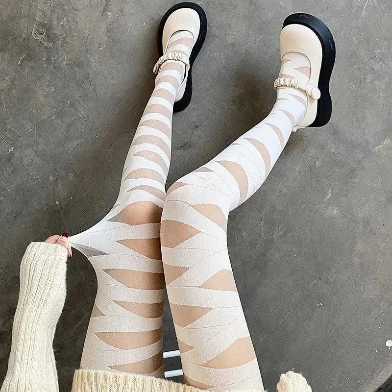 Kawaii Gothic Harajuku Socks with Bandage Pattern - KawaSocks