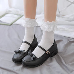 Frilly Crew Sock | Lace Crew Socks With Ruffle | Lolita Outfits - KawaSocks