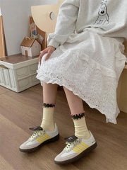 Frilly Socks | Colorful Crew Socks | Ruffle Socks | Sweet Lolita Outfits - KawaSocks