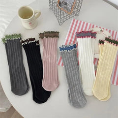 Frilly Socks | Colorful Crew Socks | Ruffle Socks | Sweet Lolita Outfits - KawaSocks