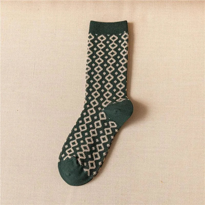 Funny Christmas Crew Socks | Crew Socks With Diamond Pattern - KawaSocks