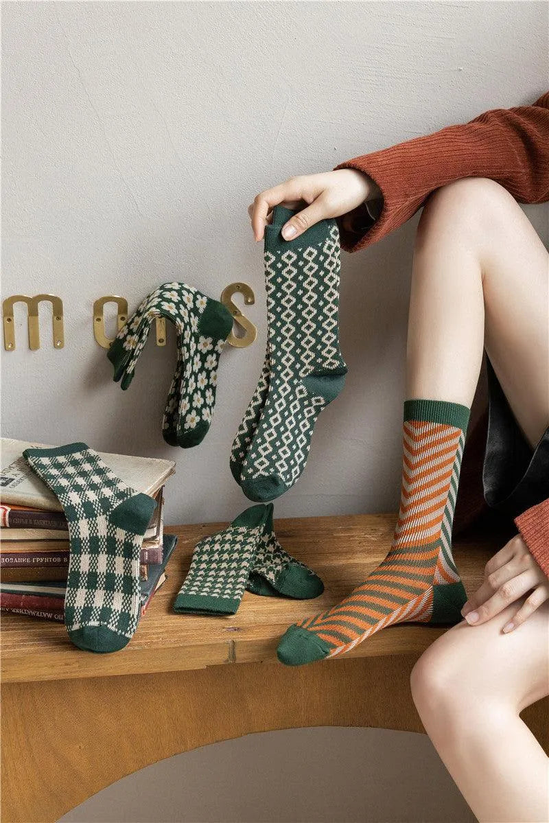 Funny Christmas Crew Socks | Crew Socks With Diamond Pattern - KawaSocks