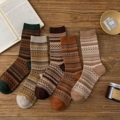 Green Christmas Crew Socks | Striped Socks | Cotton Crew Socks - KawaSocks