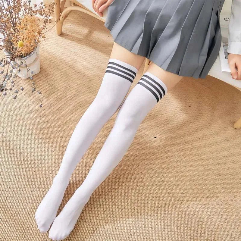 Striped Stockings | Striped Thigh High Socks | Striped Long Socks - KawaSocks