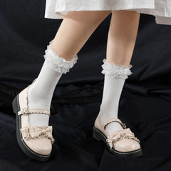 Lolita Frilly Crew Socks | Kawaii Ruffle Socks | Lolita Outfits - KawaSocks