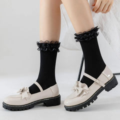 Lolita Frilly Crew Socks | Kawaii Ruffle Socks | Lolita Outfits - KawaSocks