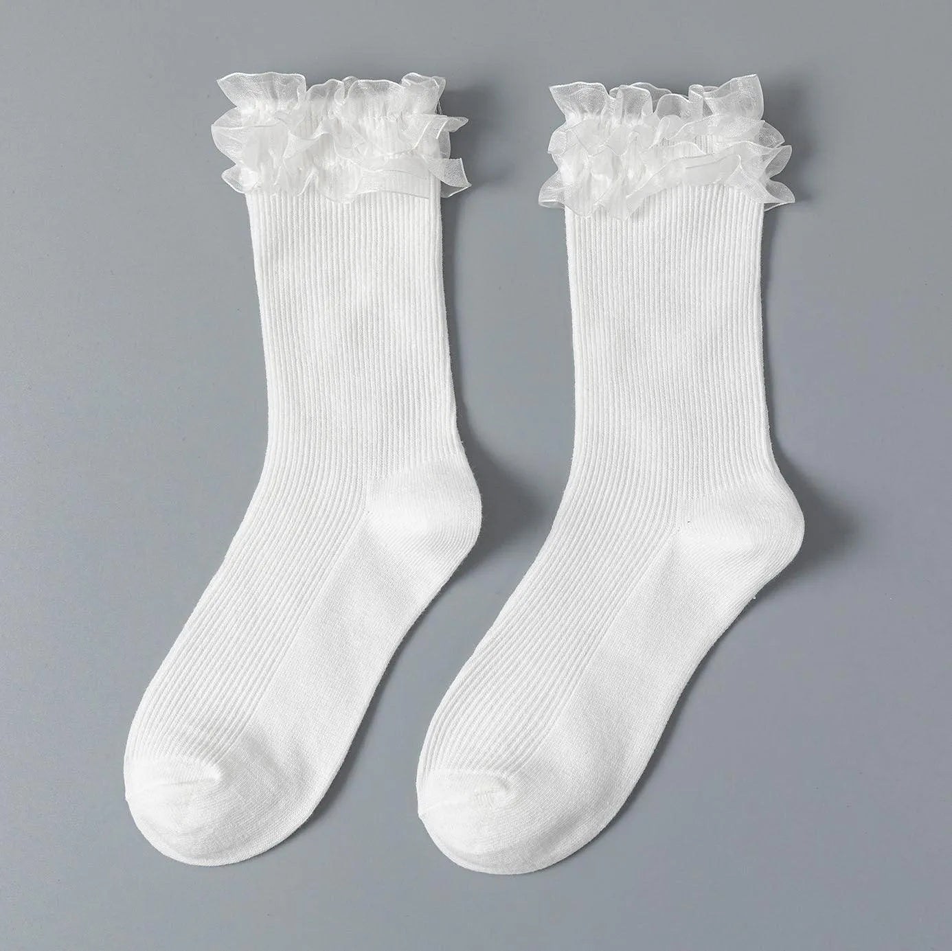 Lolita Frilly Crew Socks | Kawaii Ruffle Socks | Lolita Outfits - KawaSocks