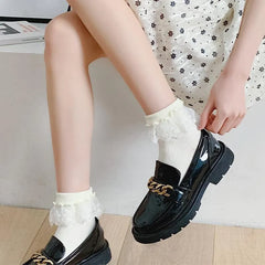 Milk White Lolita Socks with Ruffle | Cute Frilly Socks | Kawaii Socks - KawaSocks