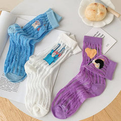 Nylon Sheer Socks with Strips | Unique Socks | Cute Socks - KawaSocks