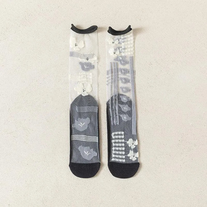 Nylon Transparent Crew Socks | Women's Unique Socks | Cute Outfits - KawaSocks