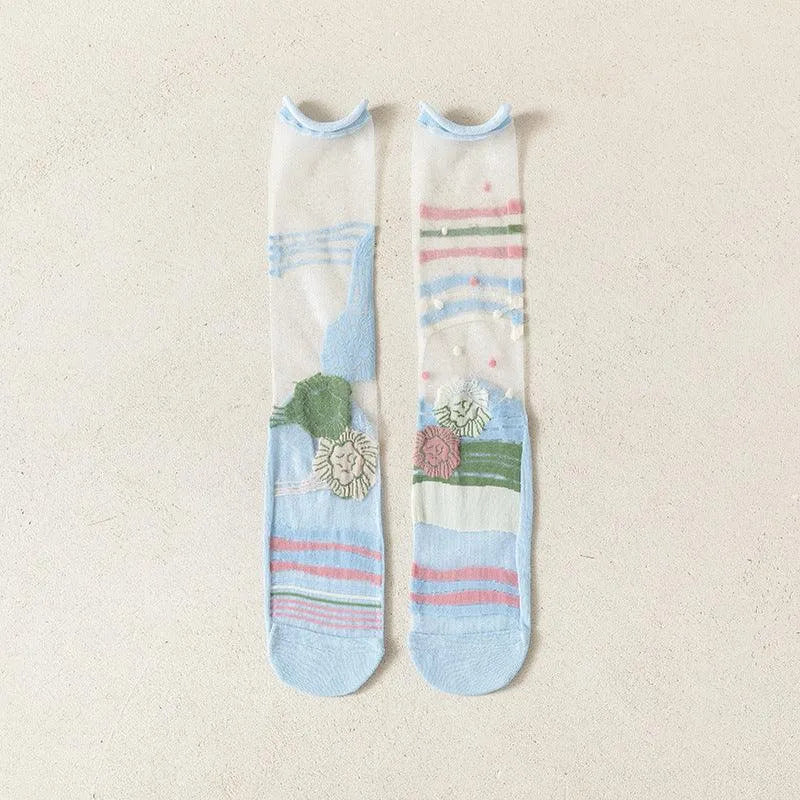 Nylon Transparent Crew Socks | Women's Unique Socks | Cute Outfits - KawaSocks