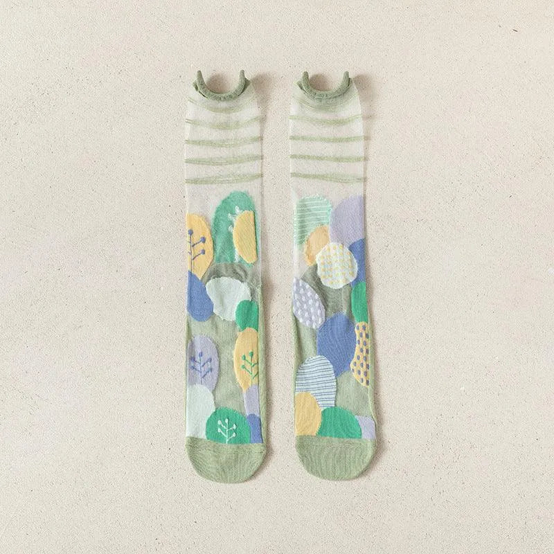 Nylon Transparent Crew Socks | Women's Unique Socks | Cute Outfits - KawaSocks