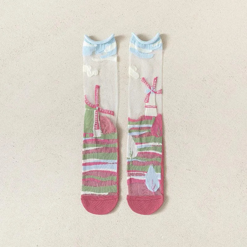 Nylon Transparent Crew Socks | Women's Unique Socks | Cute Outfits - KawaSocks