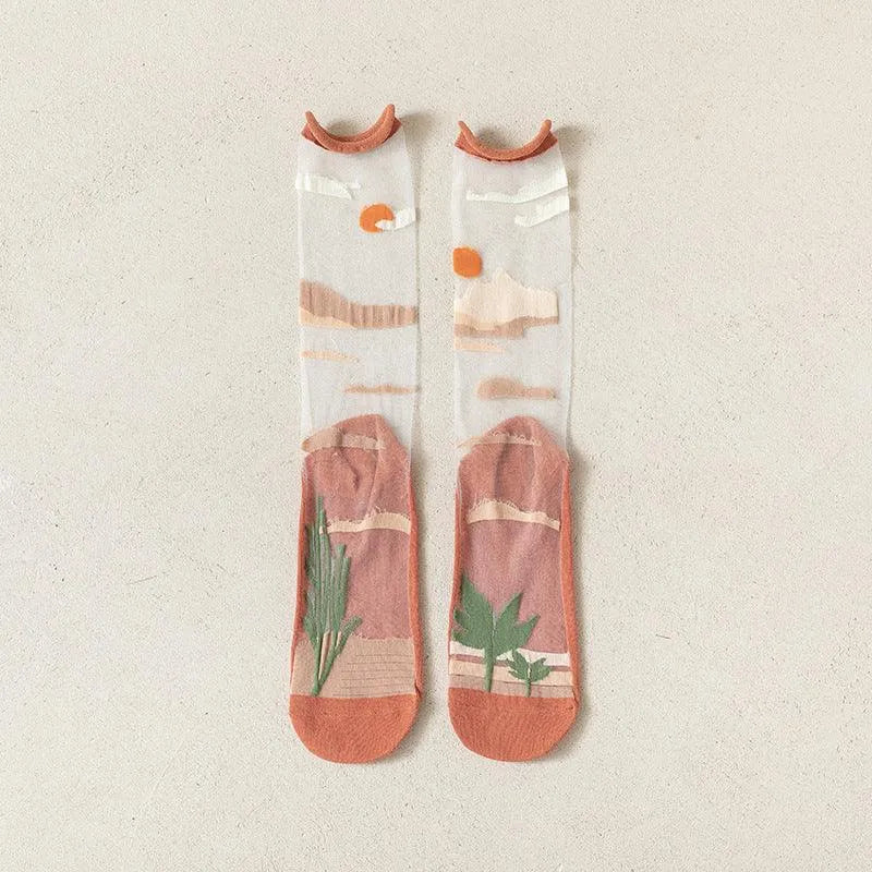 Nylon Transparent Crew Socks | Women's Unique Socks | Cute Outfits - KawaSocks