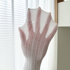 Vintage Coquette Pointelle Mesh Pearl Trim Ruffle Crew Socks - KawaSocks