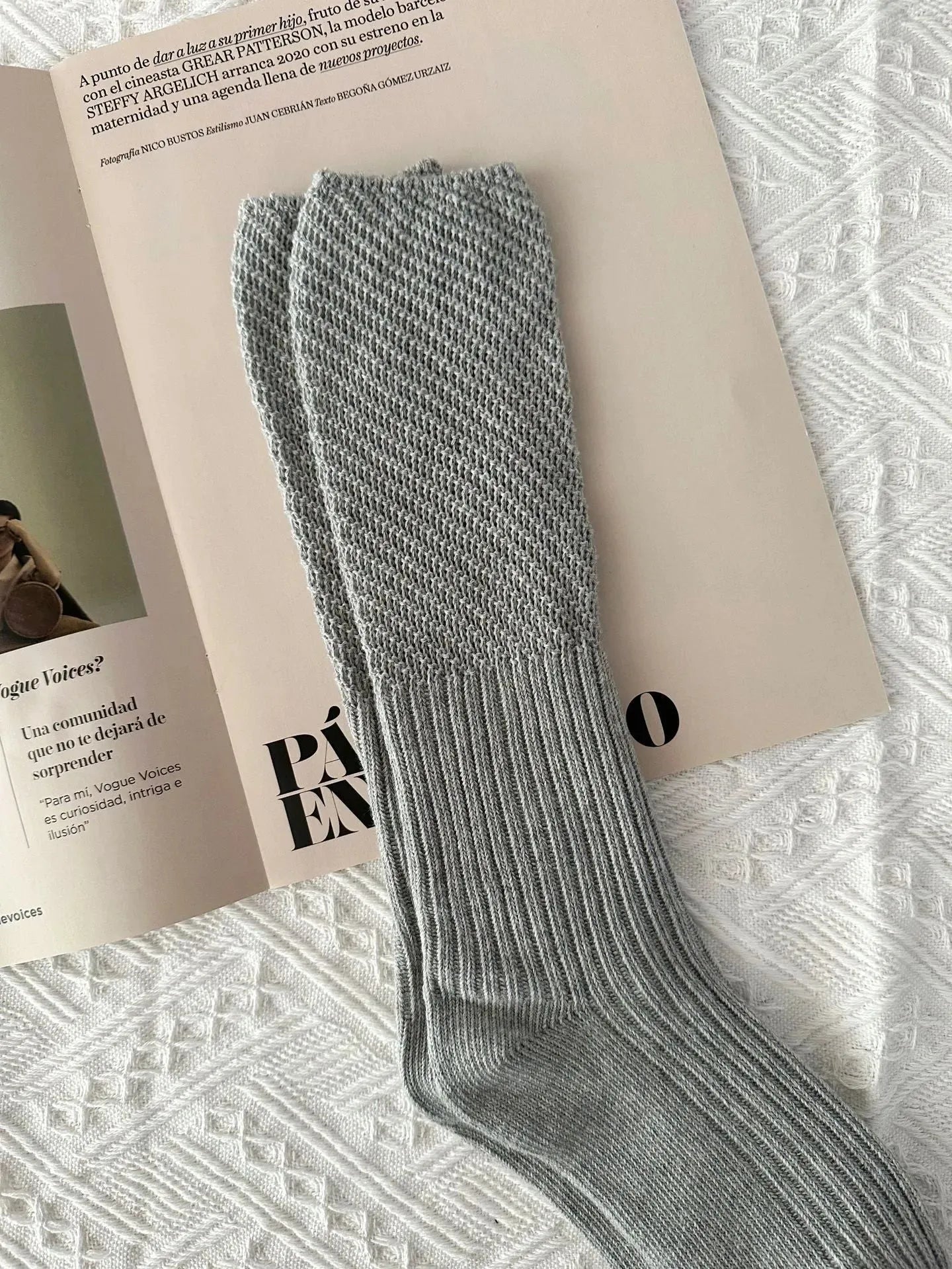 Grey Solid Color | Loose Socks | Slouch Socks for Women | Cotton Socks - KawaSocks