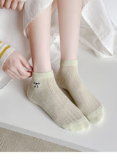 Sweet Coquette Lightweight Cotton Pointelle Bow Ankle Socks for Everyday Kawaii Styling