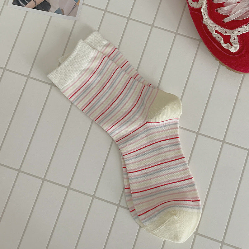 Retro Kawaii Pastel Cotton Lucky Puppy Crew Socks Set for Preppy Styling - KawaSocks