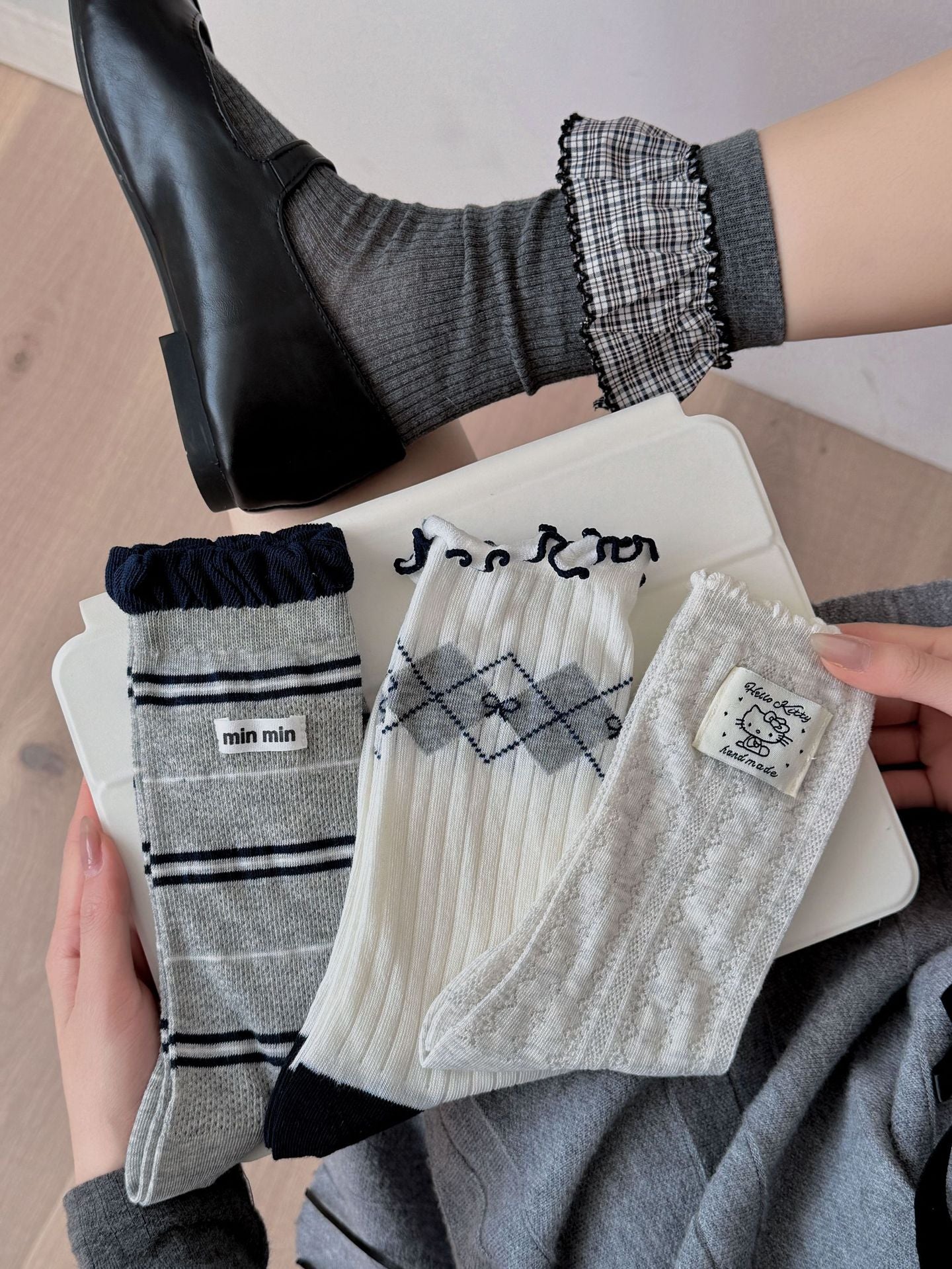 Vintage Preppy Ribbed Cotton Ruffle Trim Crew Socks For Cute Everyday Outfits - KawaSocks