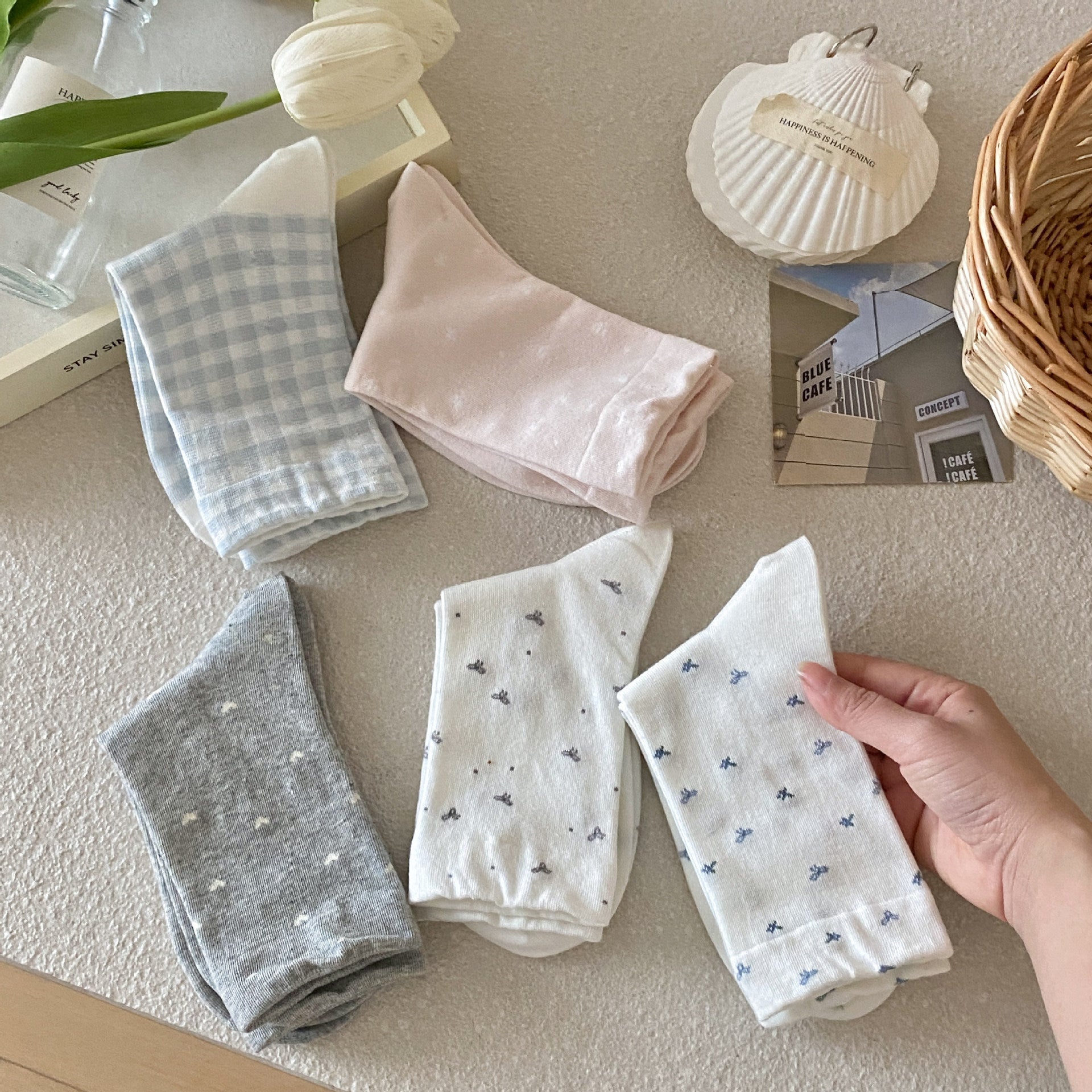 Soft Girl Cottagecore Smooth Cotton Dainty Bow & Gingham Crew Socks For Everyday Cute Outfits - KawaSocks