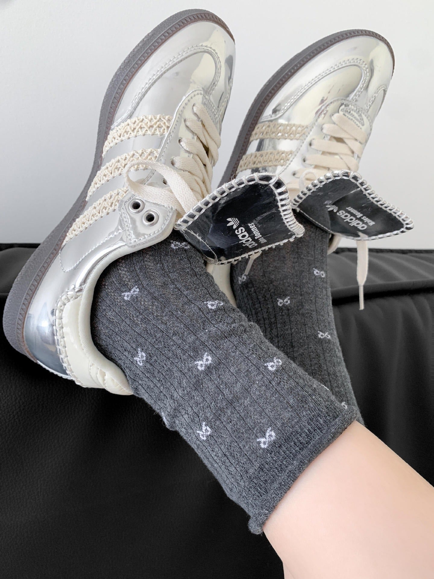 Coquette Aesthetic Sheer Mesh Pointelle Mini Bow Crew Socks - KawaSocks