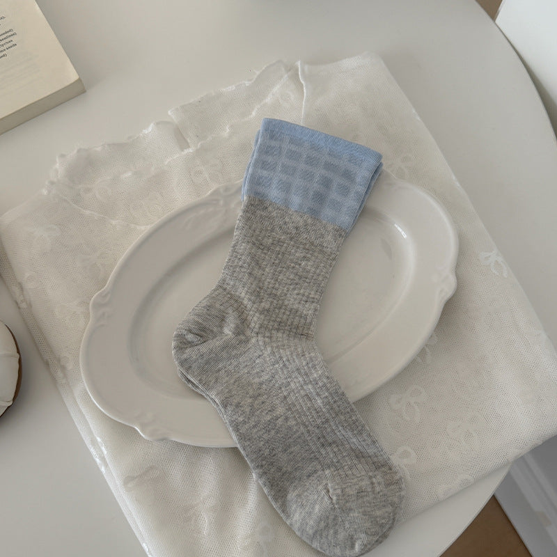 Soft Girl Pastel Cotton Lace & Ribbon Bow Crew Socks for Cute Everyday Wear - KawaSocks