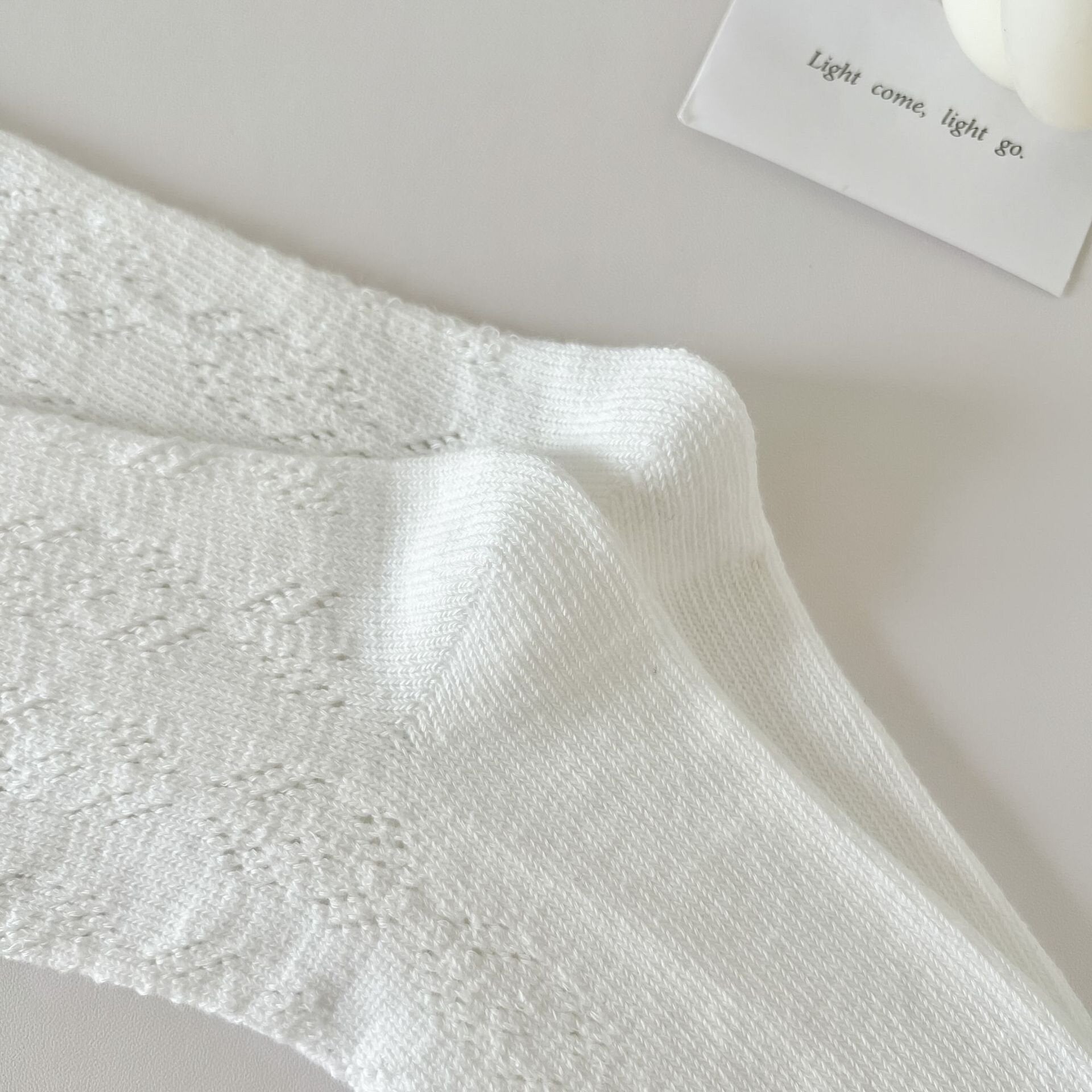 Vintage Mori Girl Pointelle Cotton Lettuce Edge Ruffle Crew Socks - KawaSocks