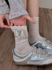Vintage Preppy Ribbed Cotton Ruffle Trim Crew Socks For Cute Everyday Outfits - KawaSocks