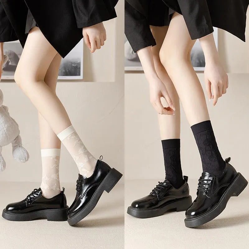 One Pair of Nylon Crew Mesh Socks | Casual Kawaii Outfits - KawaSocks