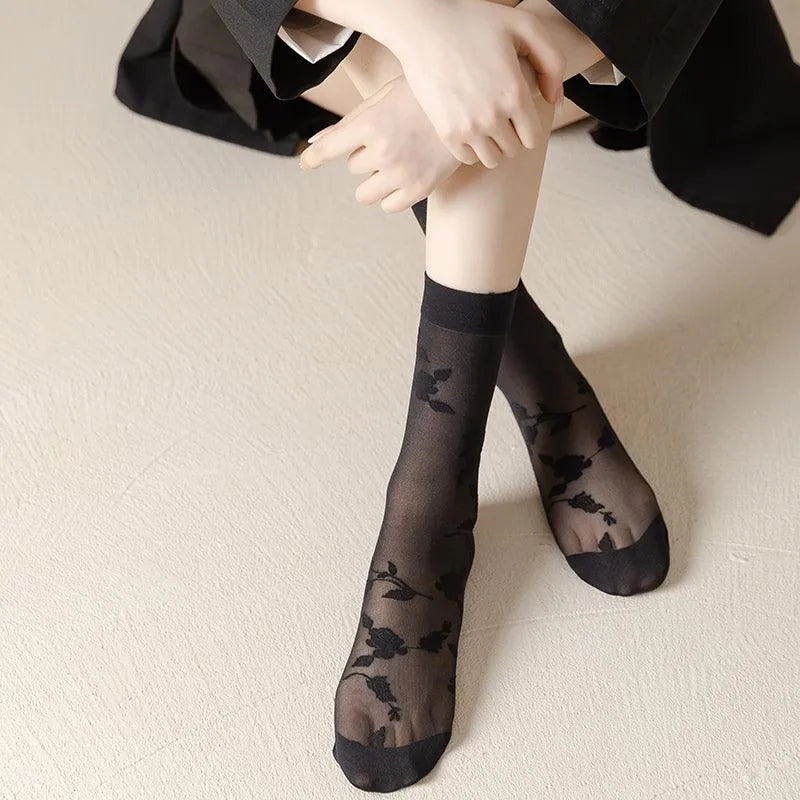 One Pair of Nylon Crew Mesh Socks | Casual Kawaii Outfits - KawaSocks