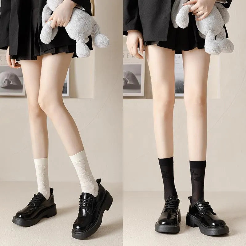 One Pair of Nylon Crew Mesh Socks | Casual Kawaii Outfits - KawaSocks