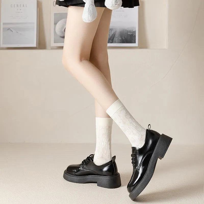 One Pair of Nylon Crew Mesh Socks | Casual Kawaii Outfits - KawaSocks