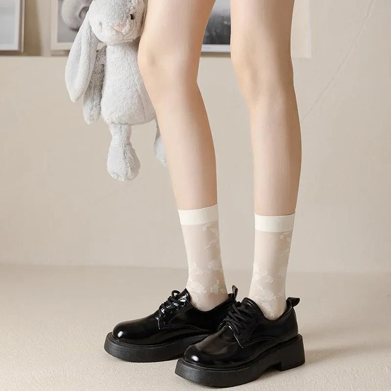 One Pair of Nylon Crew Mesh Socks | Casual Kawaii Outfits - KawaSocks