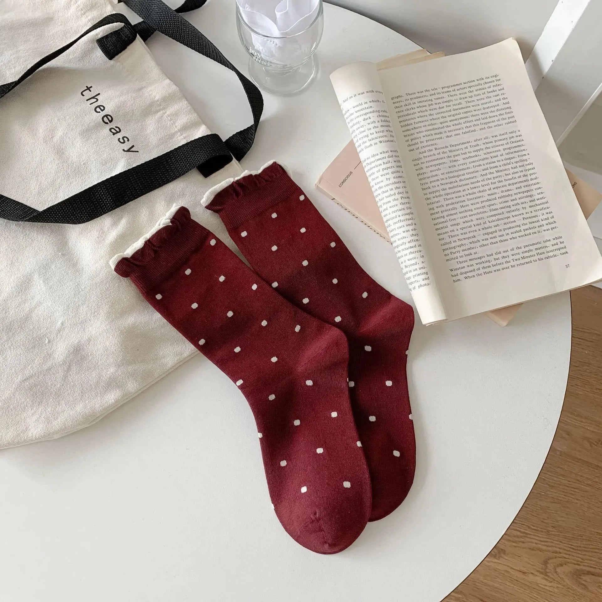 Polka Dot Socks With Ruffle | Frilly Crew Socks | Cute Outfits - KawaSocks