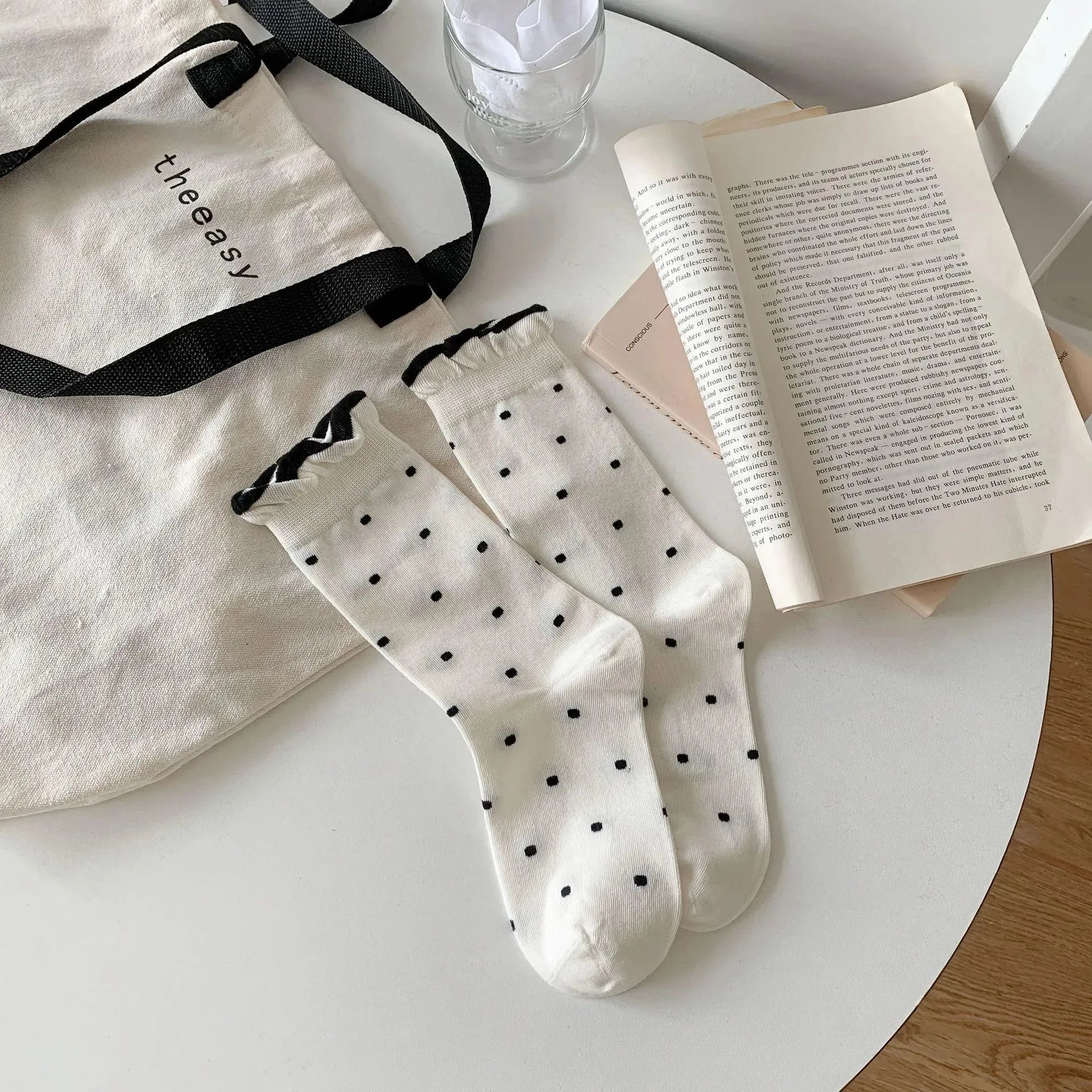 Polka Dot Socks With Ruffle | Frilly Crew Socks | Cute Outfits - KawaSocks