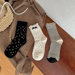 Polka Dots Crew Socks | Cotton Socks | Cute Socks - KawaSocks