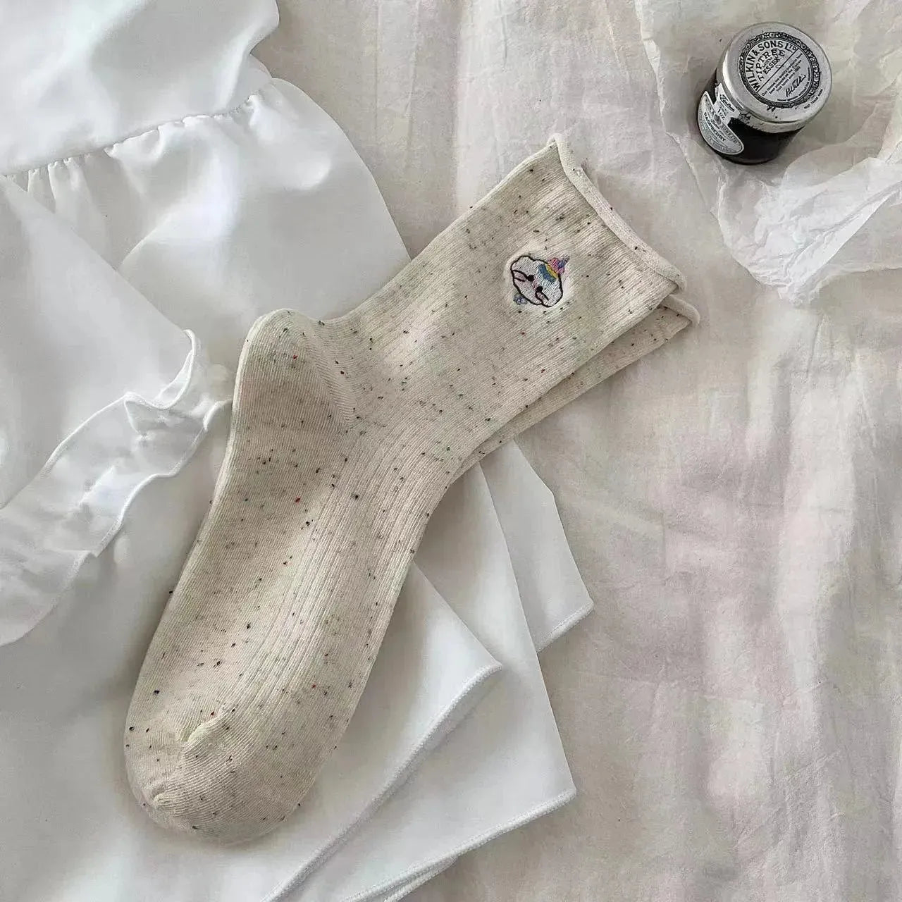 Polka Dot Socks | White Crew Socks | Sweet Cute Socks | Cute Outfits - KawaSocks