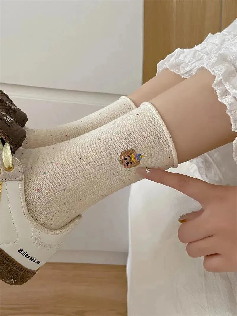 Polka Dot Socks | White Crew Socks | Sweet Cute Socks | Cute Outfits - KawaSocks
