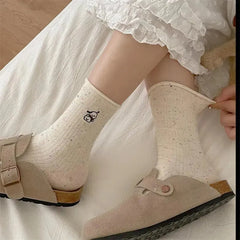 Polka Dot Socks | White Crew Socks | Sweet Cute Socks | Cute Outfits - KawaSocks
