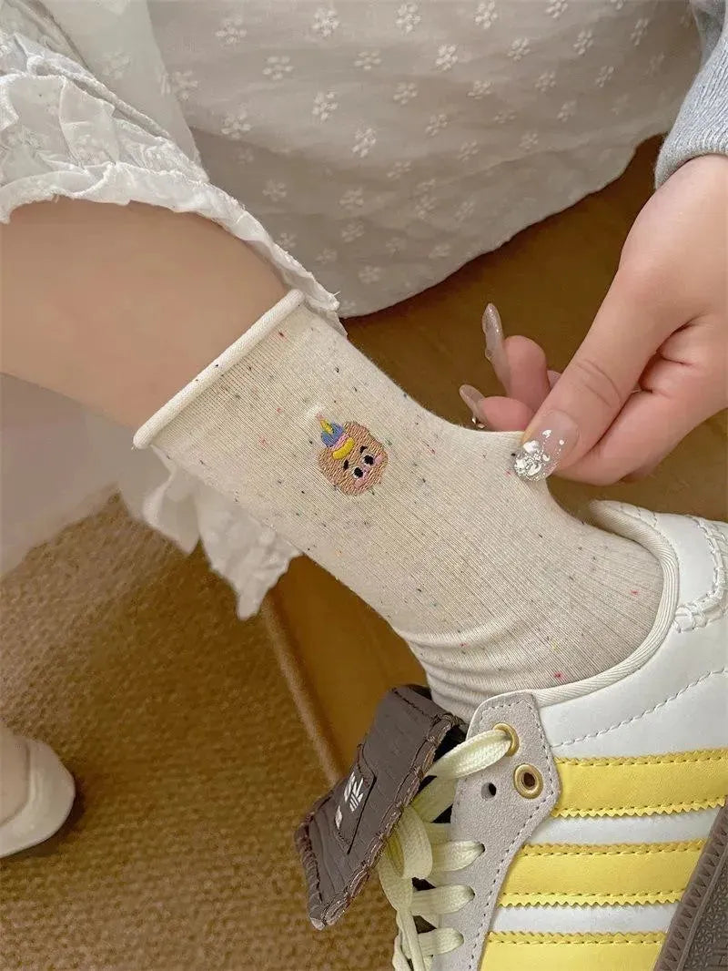 Polka Dot Socks | White Crew Socks | Sweet Cute Socks | Cute Outfits - KawaSocks