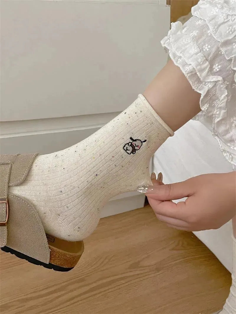 Polka Dot Socks | White Crew Socks | Sweet Cute Socks | Cute Outfits - KawaSocks