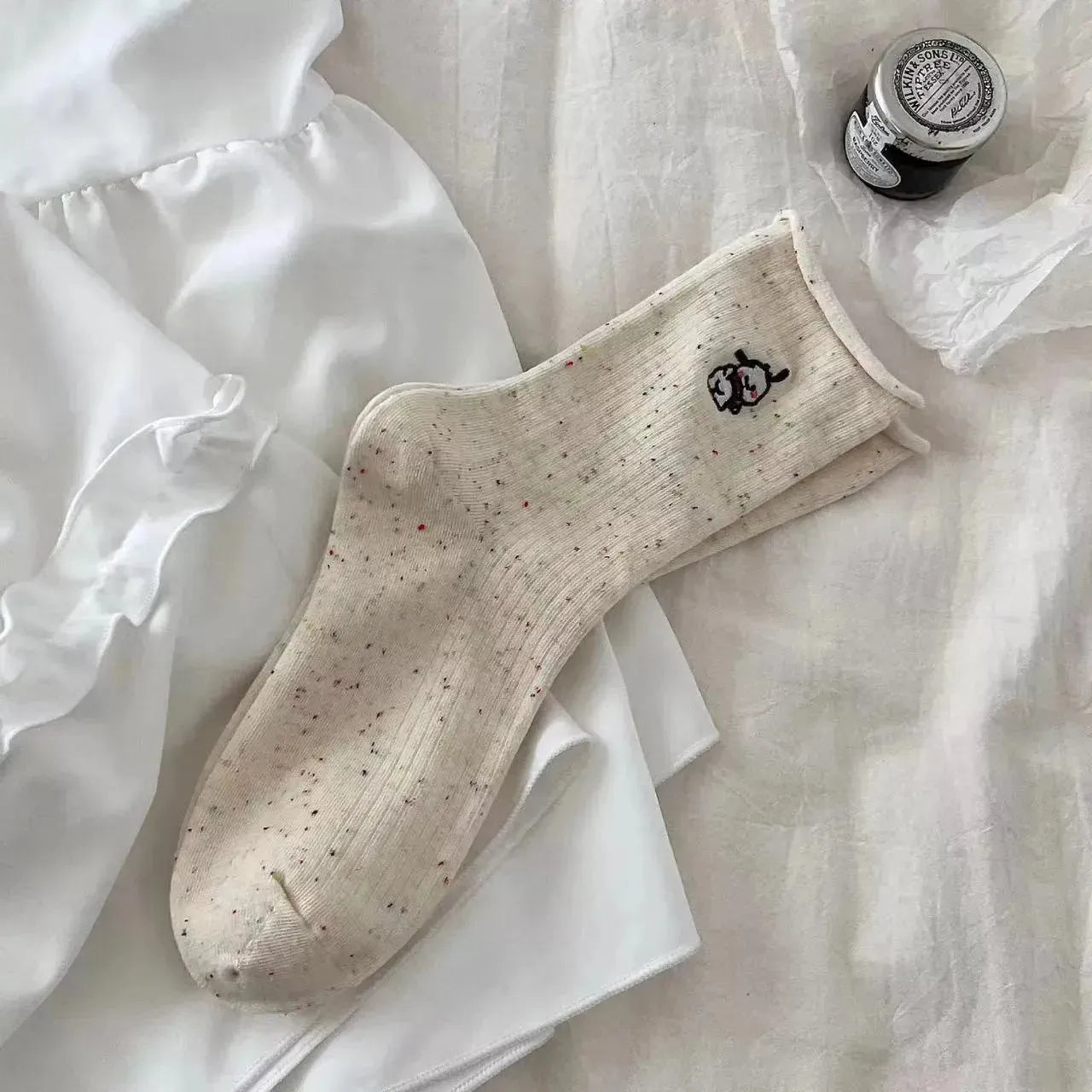 Polka Dot Socks | White Crew Socks | Sweet Cute Socks | Cute Outfits - KawaSocks