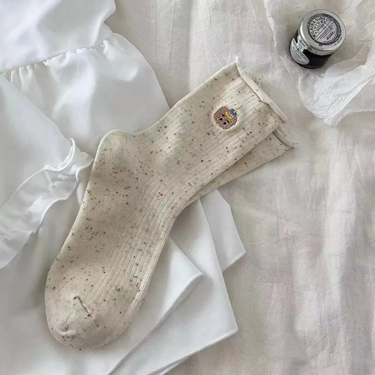 Polka Dot Socks | White Crew Socks | Sweet Cute Socks | Cute Outfits - KawaSocks