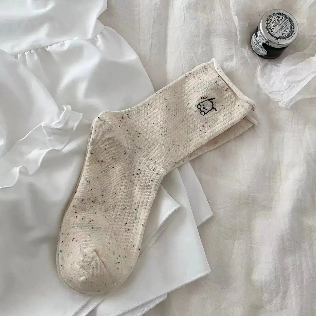 Polka Dot Socks | White Crew Socks | Sweet Cute Socks | Cute Outfits - KawaSocks